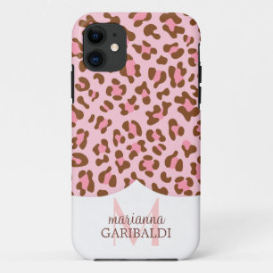 Moderner rosa Choco Leopard-Druck-Girly iPhone 11 Hülle