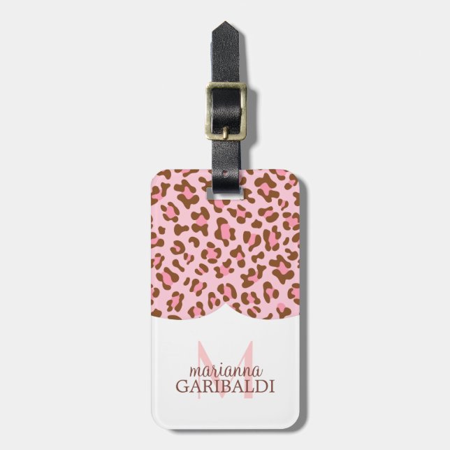 Moderner rosa Choco Tierdruck-Girly Gepäckanhänger (Vorderseite vertikal)