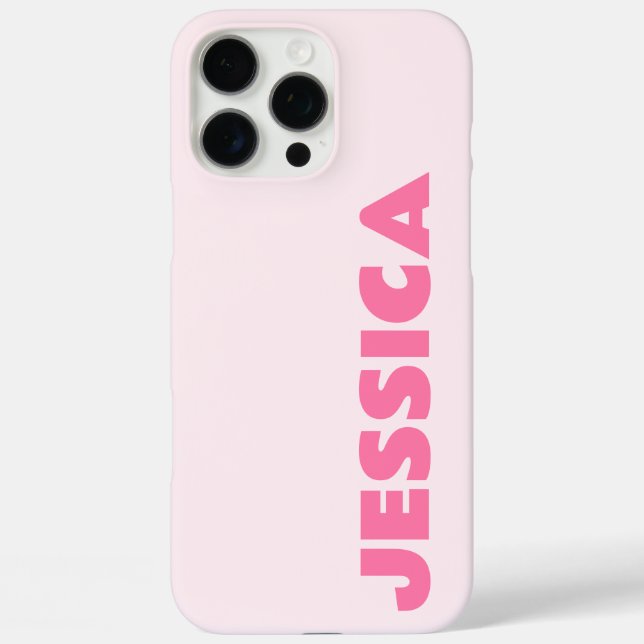 Moderner rosa Einfache Bezeichnung Personalisiert  Case-Mate iPhone Hülle (Rückseite)