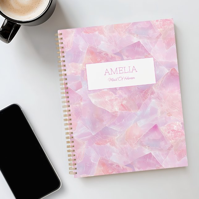 Moderner rosa Gemstone Einfaches Individuelle Name Planer (Modern Pink Gemstone Simple Custom Name Undated Planner)