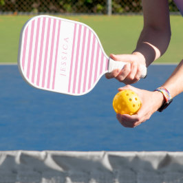 Moderner rosa gestreifter Individuelle Name Pickleball Schläger
