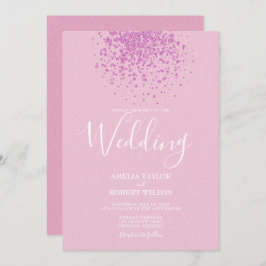 Moderner rosa Glitzer Confetti Einladung
