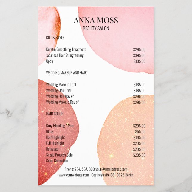 Moderner rosa Glitzer Flyer (Vorne)