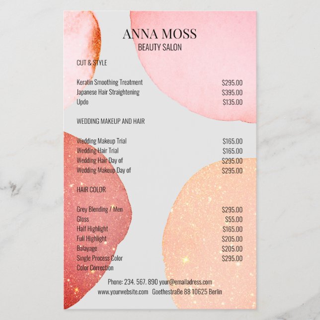 Moderner rosa Glitzer Flyer (Vorne)