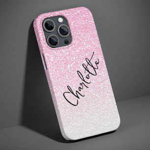 Moderner rosa Glitzer Girly Chic Personalisierter  Case-Mate iPhone 14 Pro Max Hülle