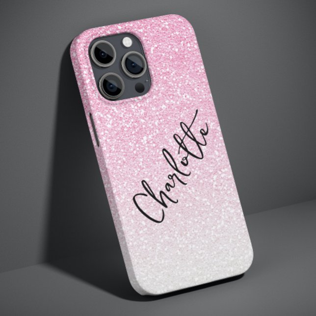 Moderner rosa Glitzer Girly Chic Personalisierter  Case-Mate iPhone Hülle (Von Creator hochgeladen)