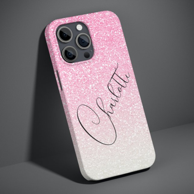 Moderner rosa Glitzer Girly Chic Personalisierter  Case-Mate iPhone Hülle (Von Creator hochgeladen)
