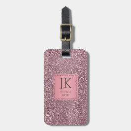 Moderner Rosa Glitzer Mit Monogramm Name Gepäckanhänger