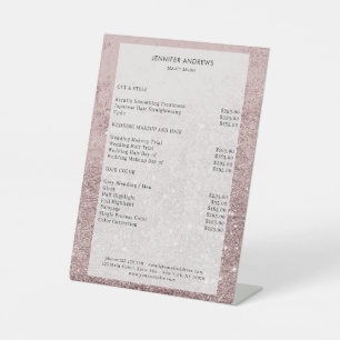Moderner Rosa Glitzer Salon Price Sockelschild