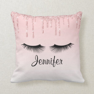 Moderner rosa Glitzer und Augenbrauen Kissen