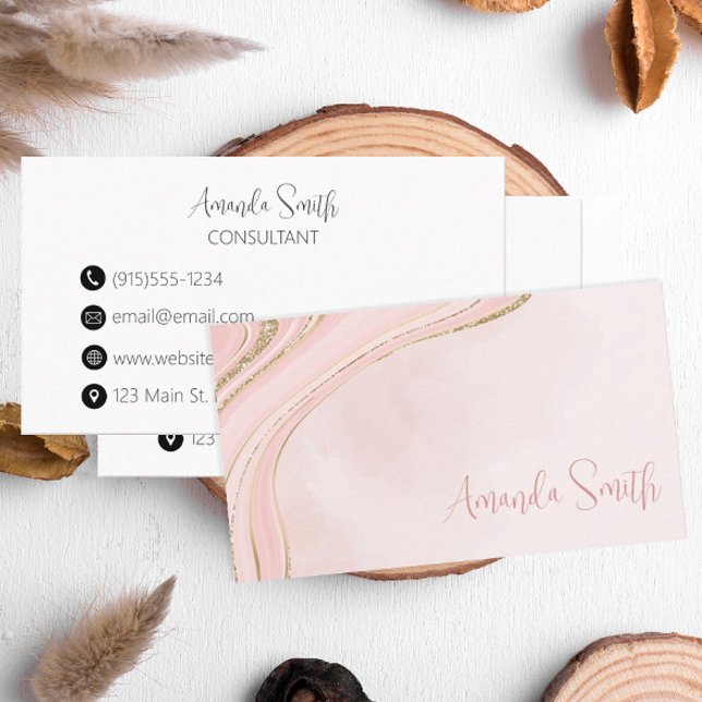 Moderner rosa-goldener Glitzer Visitenkarte (Pink and gold business cards)
