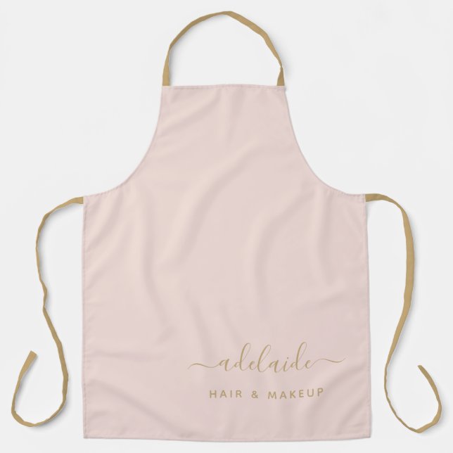 Moderner Rosa-Goldhaar-Stift Makeup Artist Schürze (Vorderseite)