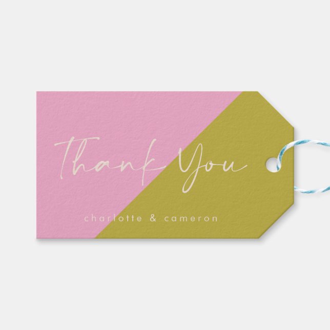 Moderner rosa grüner Farbblock - kundenspezifisch Geschenkanhänger (Vorderseite (Horizontal))