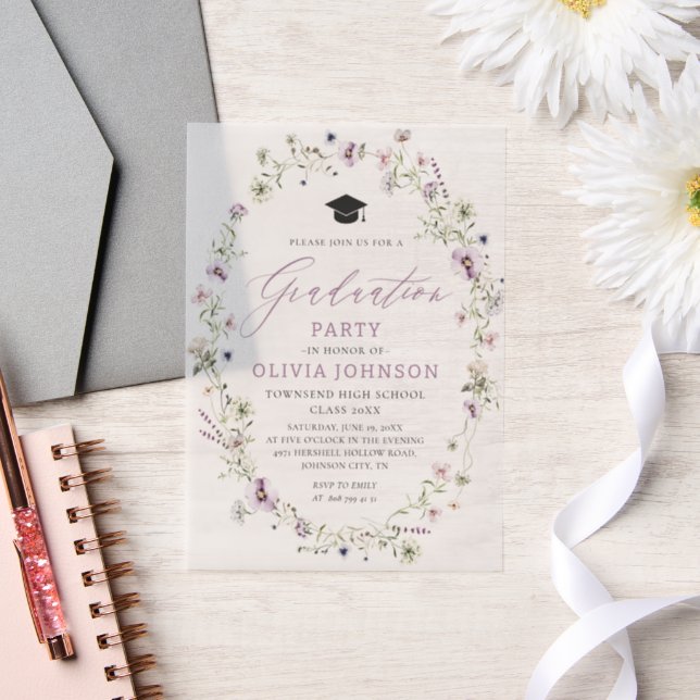 Moderner rosa Lila Wildblume Abschluss (Hochzeit)
