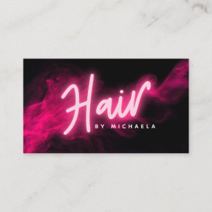 Moderner rosa Neon & Smoke Haarstylst Visitenkarte