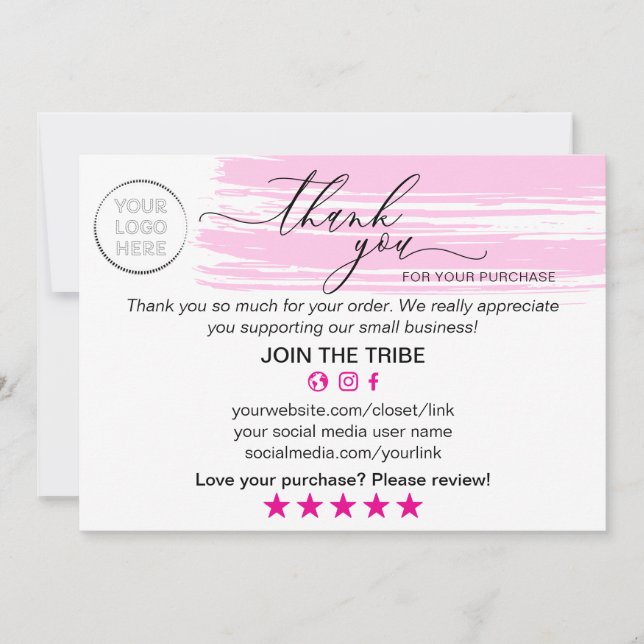 Moderner Rosa Online-Shop Danke Kleinunternehmen (Vorderseite)