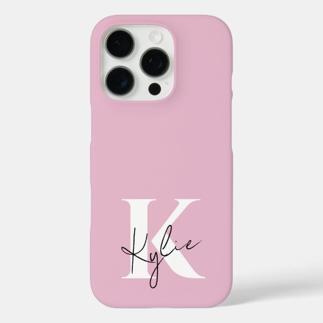 Moderner rosa Personalisierter Monogramm-Name: Case-Mate iPhone Hülle (Rückseite)
