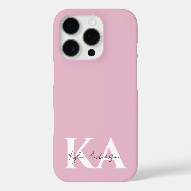 Moderner rosa Personalisierter Monogramm-Name: Case-Mate iPhone Hülle (Rückseite)