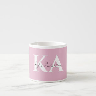 Moderner rosa Personalisierter Monogramm-Name: Espressotasse