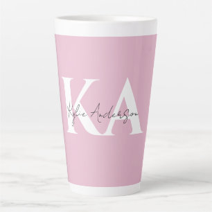 Moderner rosa Personalisierter Monogramm-Name: Milchtasse