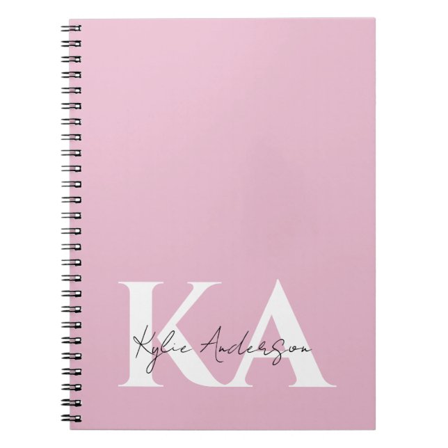 Moderner rosa Personalisierter Monogramm-Name: Notizblock (Vorderseite)