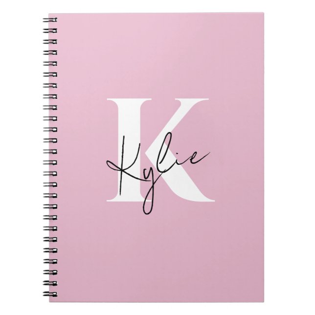 Moderner rosa Personalisierter Monogramm-Name: Notizblock (Vorderseite)