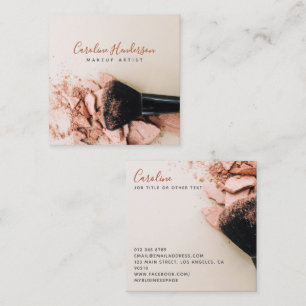 Moderner rosa Pulver und Pinsel Quadratische Visitenkarte