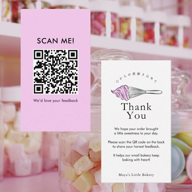 Moderner rosa Schneebesenhaken QR-Code zum Hinterl Visitenkarte (Von Creator hochgeladen)