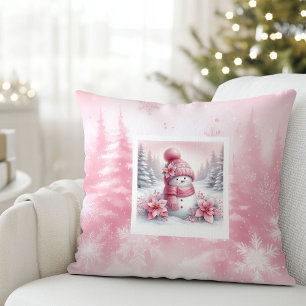Moderner rosa Schneemann Weihnachtsszene Kinder Ge Kissen