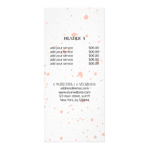 Moderner rosa Spritzer Makeup Preis List Tempel Werbekarte