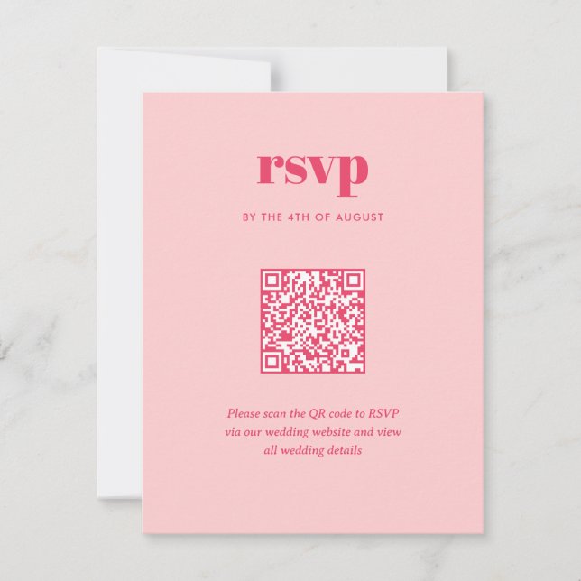 Moderner rosa Trendy Mix Match Wedding QR Code RSVP Karte (Vorderseite)