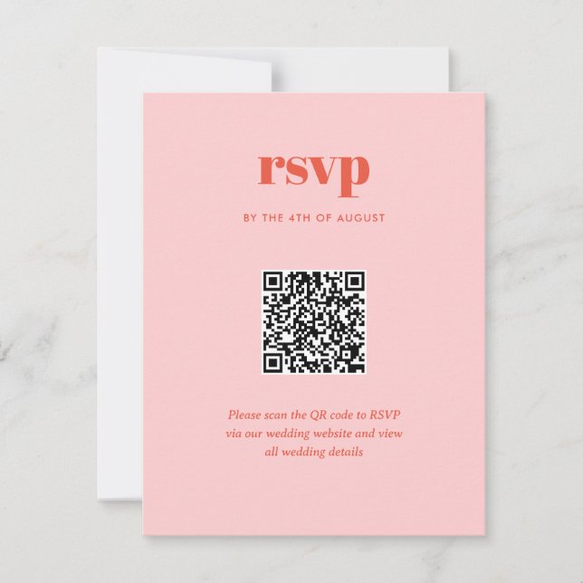 Moderner rosa Trendy Mix Match Wedding QR Code RSVP Karte (Vorderseite)