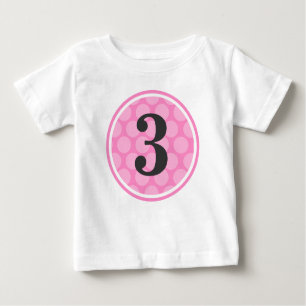 Moderner rosa Tupfen-drittes Geburtstags-Mädchen Baby T-shirt