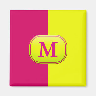 Moderner rosa und gelber Farbblock - Personalisier Magnet