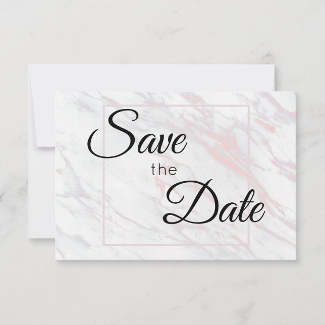 Moderner rosa und grauer Marmor Save The Date (Vorderseite)
