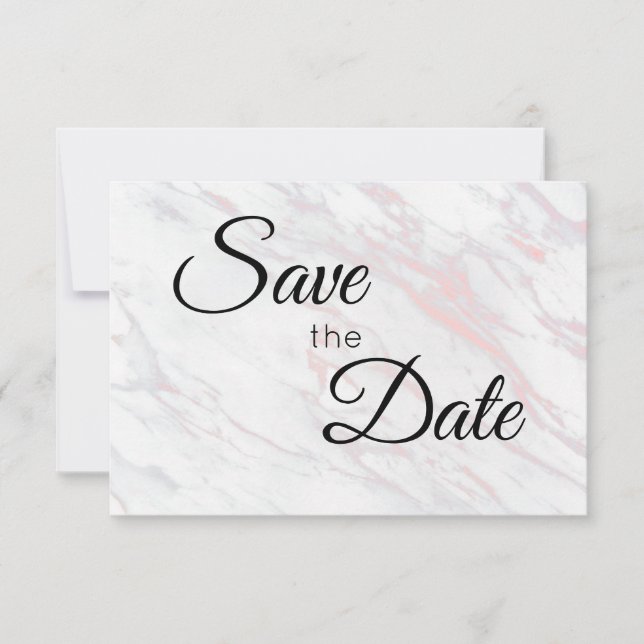 Moderner rosa und grauer Marmor Save The Date (Vorderseite)
