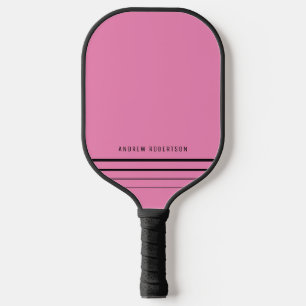 Moderner, rosa und schwarz minimaler Personalisier Pickleball Schläger