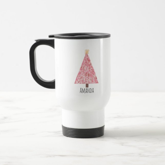 Moderner Rosa Weihnachtsbaum Reisebecher (Links)