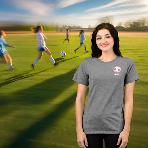 Moderner rosa weißer Fußball - Name hinzufügen Tri-Blend Shirt