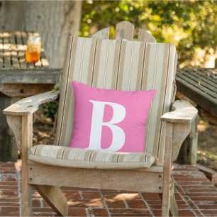 Moderner rosa weißer Monogramm erster Patio Außenb Kissen