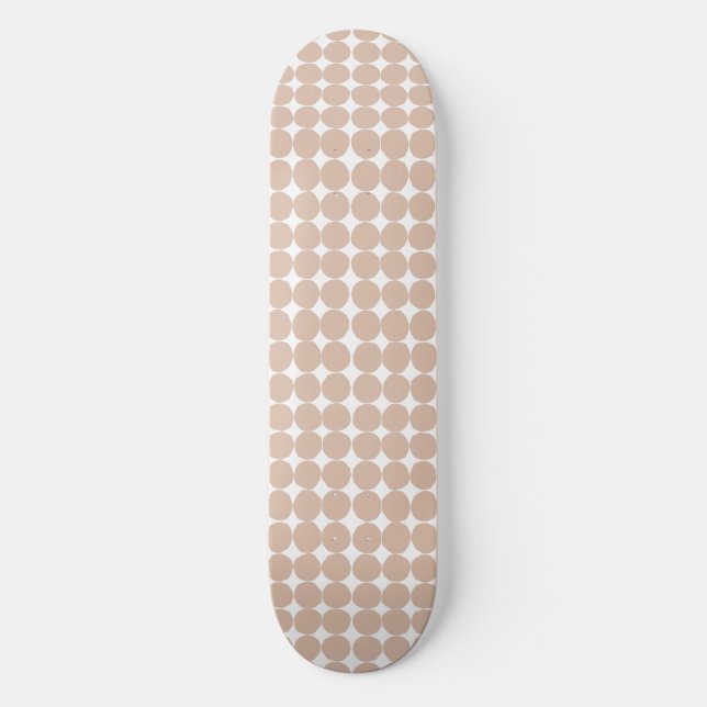 Moderner rosa-weißer Polka-Punkt Skateboard (Vorderseite)