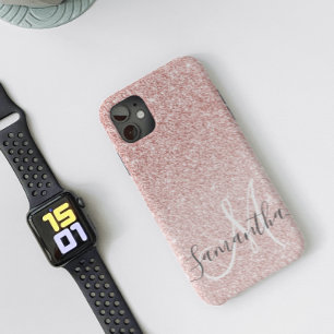 Moderner rosafarbener Glitzer Glitzern Personalisi Case-Mate iPhone Hülle