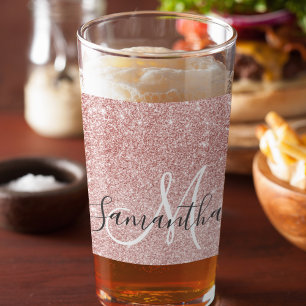 Moderner rosafarbener Glitzer Glitzern Personalisi Glas