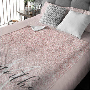 Moderner rosafarbener Glitzer Glitzern Personalisi Sherpadecke