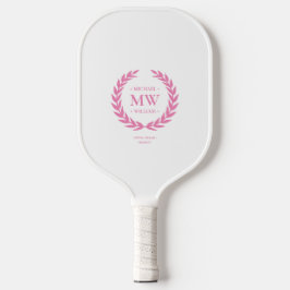 Moderner rosafarbener Monogramm-Individuelle Name  Pickleball Schläger