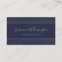 Moderner Rose Gold Foil Navy Blue Geometric Code Visitenkarte
