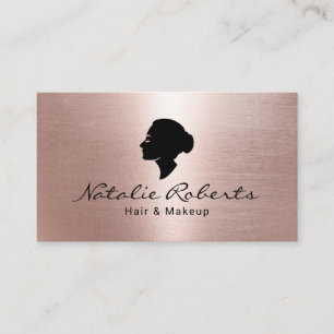 Moderner Rose Gold Girl Head Logo Beauty Salon Wel Visitenkarte