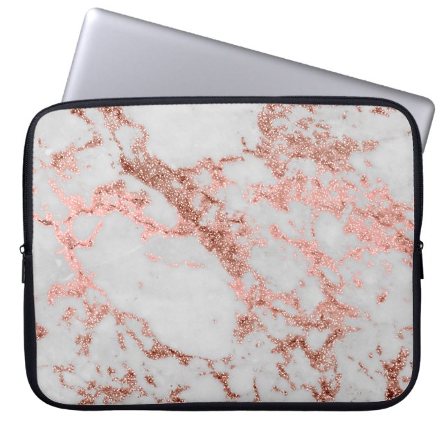 Moderner Rose Gold Glitzer Laptopschutzhülle (Vorderseite)