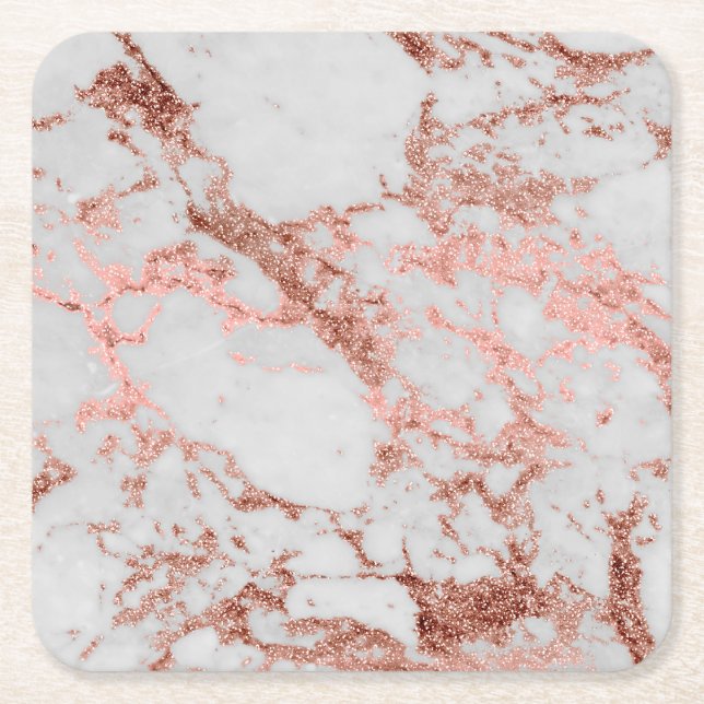 Moderner Rose Gold Glitzer Rechteckiger Pappuntersetzer (Vorderseite)