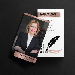 Moderner Rose Gold Kreditunterzeichnungsagent Nota Visitenkarte